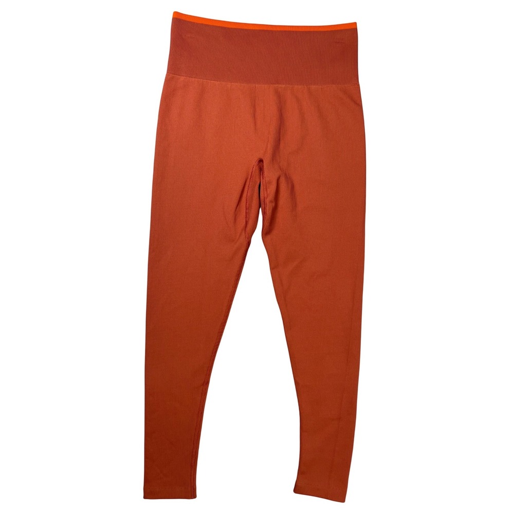 Outdoor Voices Seamless Rib Leggings Womens Small Orange High Rise Athletic